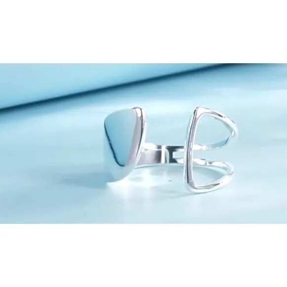 Boutique Unisex Unique,‎ 925 Silver Minimalist Ring, Adjustable - Image 12
