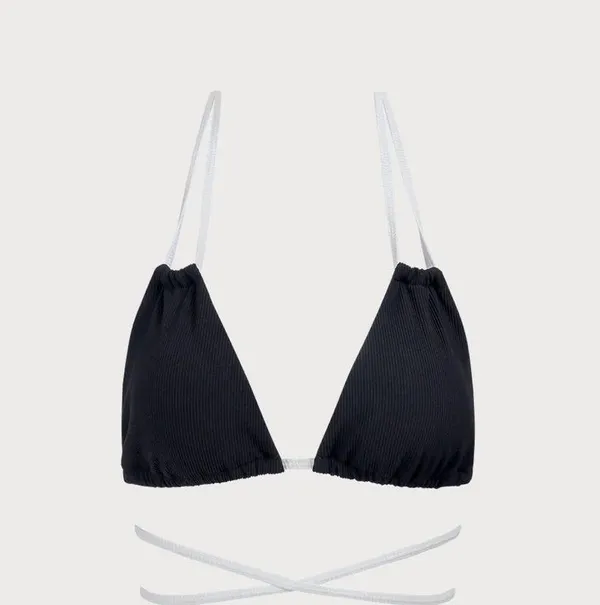 Berlook Contrast Triangle Halter Bikini Top ONLY 06 Black Size M - Image 5