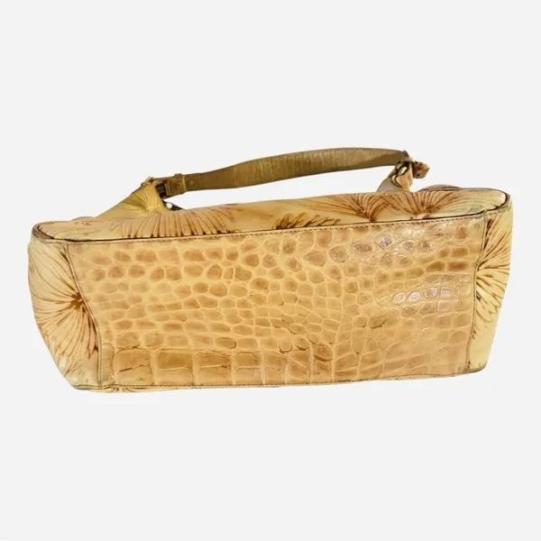 Brahmin Tan Tahiti Palm leaf and Crocodile embossed Shoulder Bag Rare Htf - Image 12