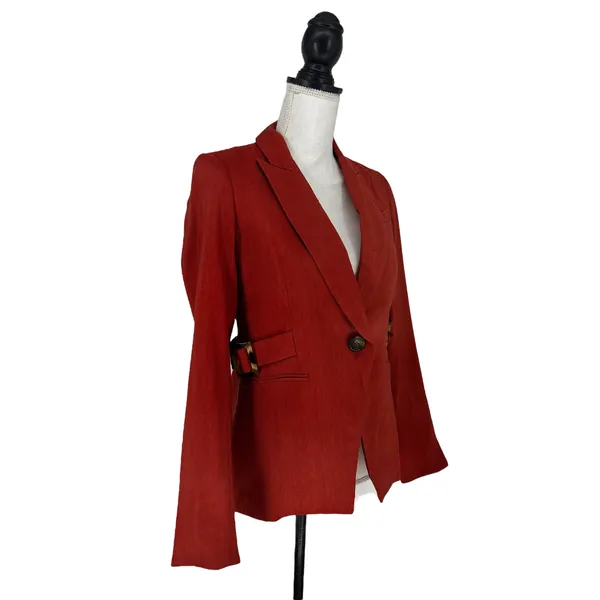 Veronica‎ Beard Baltazar Linen Peplum Dickey Jacket In Clay - Image 7