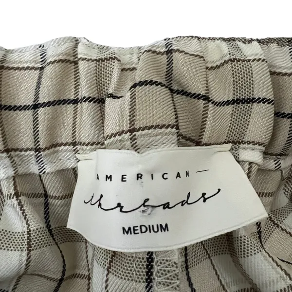 American Threads Plaid Cargo Wide Leg Pants Tan Utility Streetwear Size Medium - Image 6