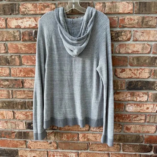 Hollister Womens Size Large Long Hooded Sweater Knit Classic Casual Gray - Image 6