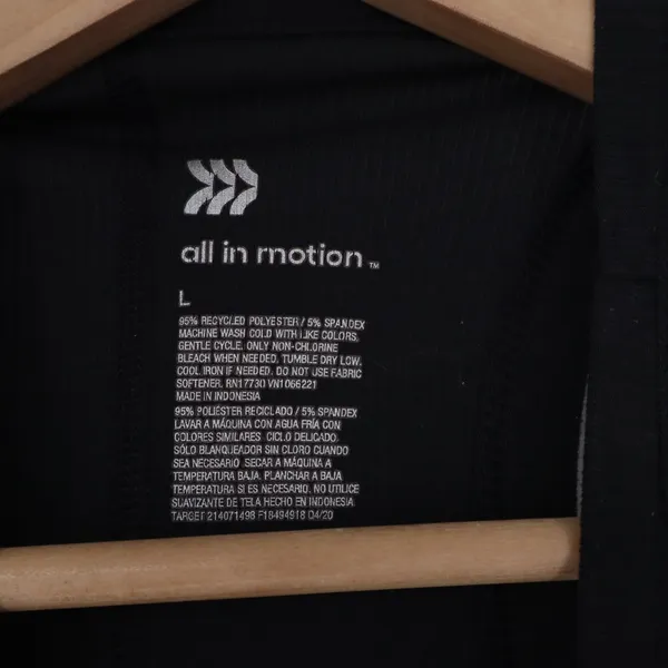 All in Motion Tank Top Womens L Racerback Black Ribbed Athletic Excellent - Image 2