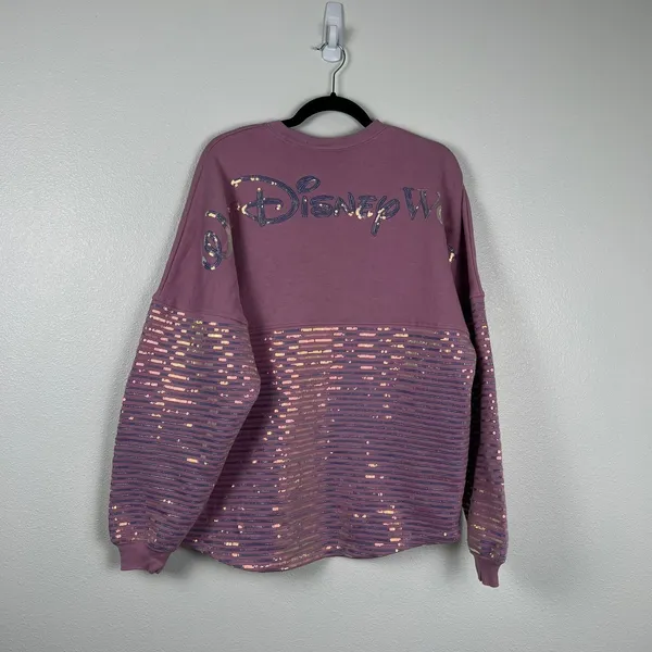 Disney Womens 50th Anniversary Spirit Jersey Purple Sequin Sz M - Image 6