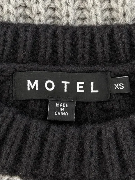 Motel Rocks Black and Gray Striped Oversized Knit Sweater - Image 3
