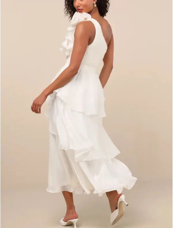 Lulus Ruffled one shoulder midi dress - Image 2
