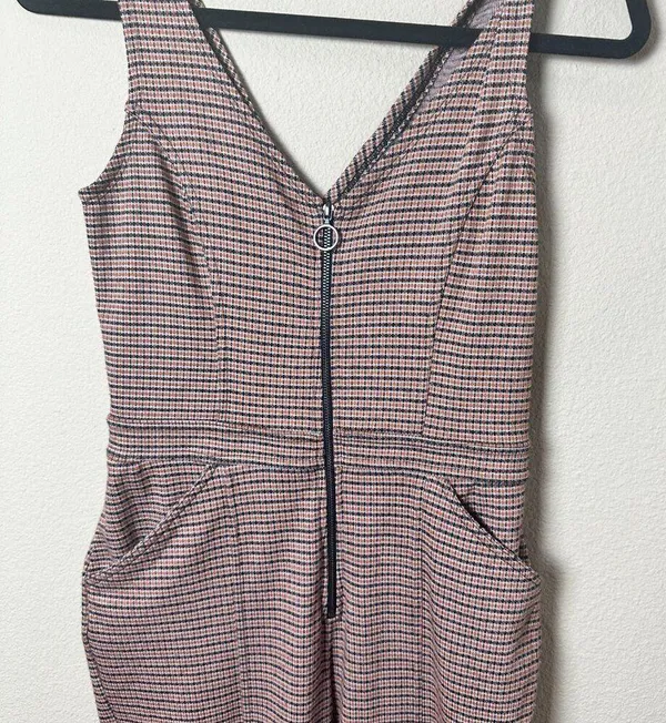 WILD FABLE Zip Front Houndstooth Jumpsuit Wide Leg Stretch Size XS - Image 3