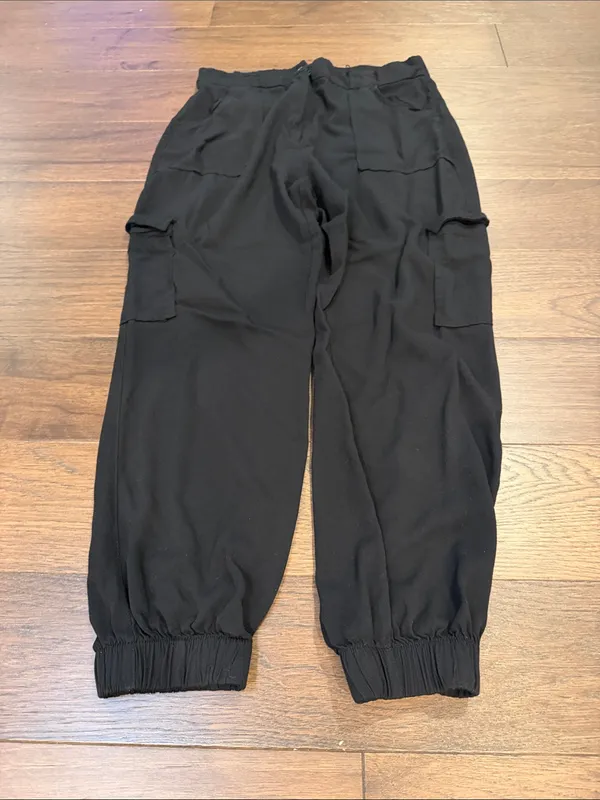 Shinestar Black Cargo Jogger Pants Utility Pockets Size Medium - C61-124 - Image 3