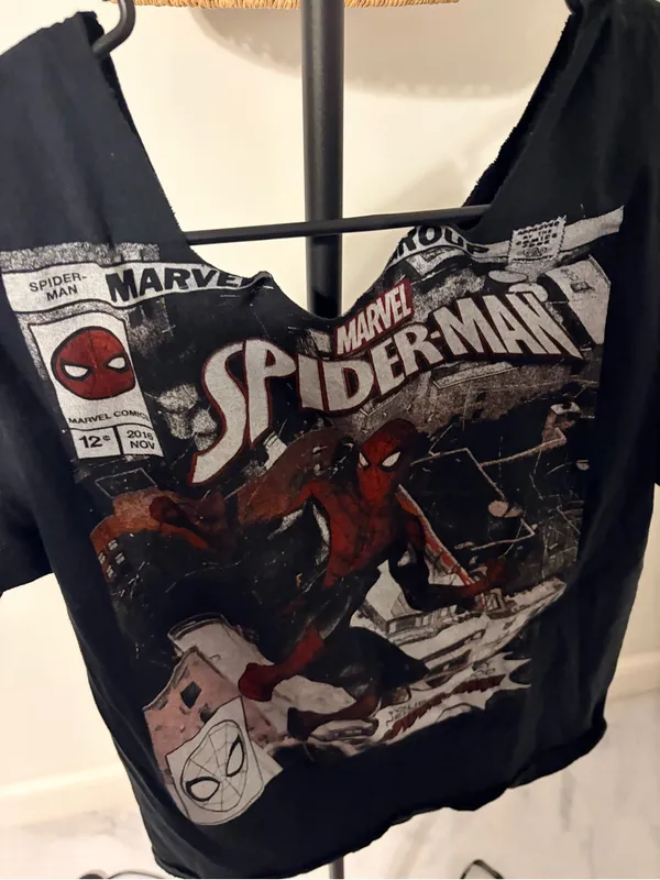 Marvel Spider-Man Black Graphic Tee with Red Accents - Image 2
