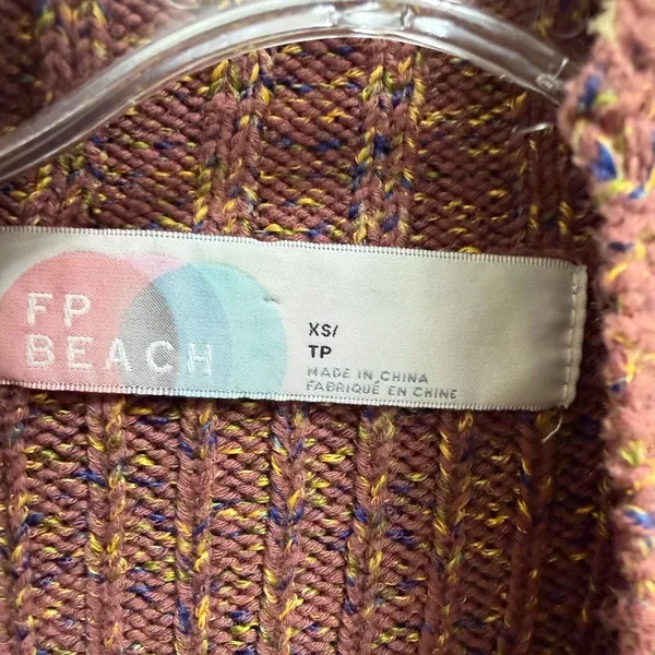 Free People Beach 2 pc Set Trez Knit Sweater Shorts Brown Multi Size XS - Image 6