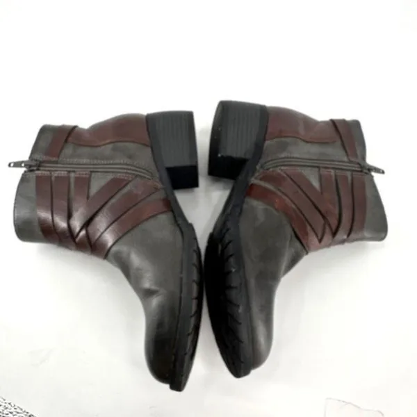 EuroSoft Phoebe Faux‎ Leather Buckle Accent Boot Bootie Size 7 Gray & Brown - Image 2