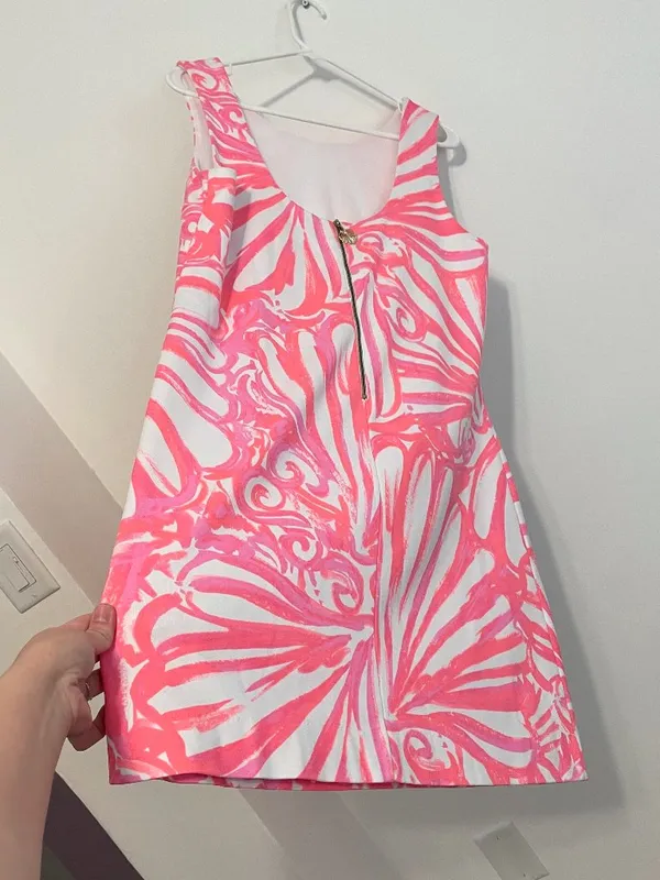 LILLY PULITZER Callie Shift Dress Pink Sun Ray Shimmy Shimmy Neon Seashell Large - Image 16