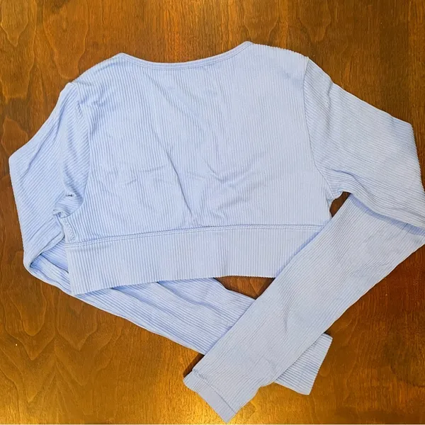 Garage Light Blue Long Sleeve Crop Top - Image 2