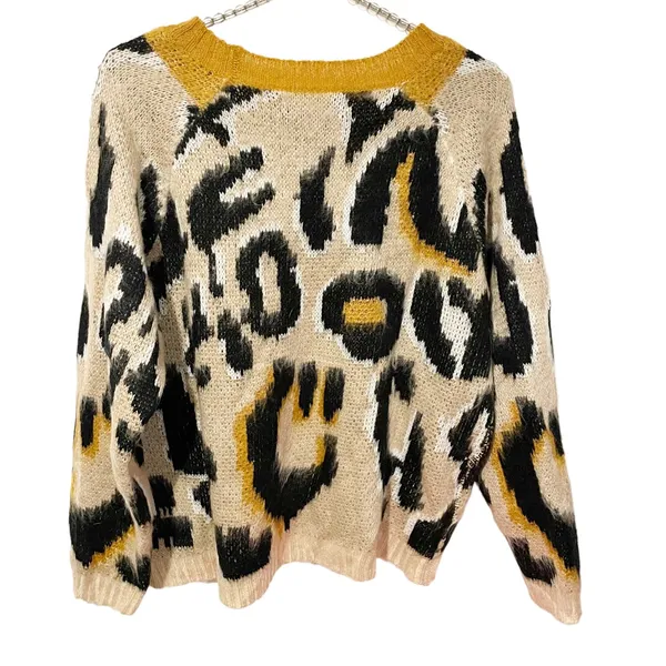 Alice Blue Size XL Brown Leopard Cheetah Animal Print Eyelash‎ Crewneck Sweater - Image 5