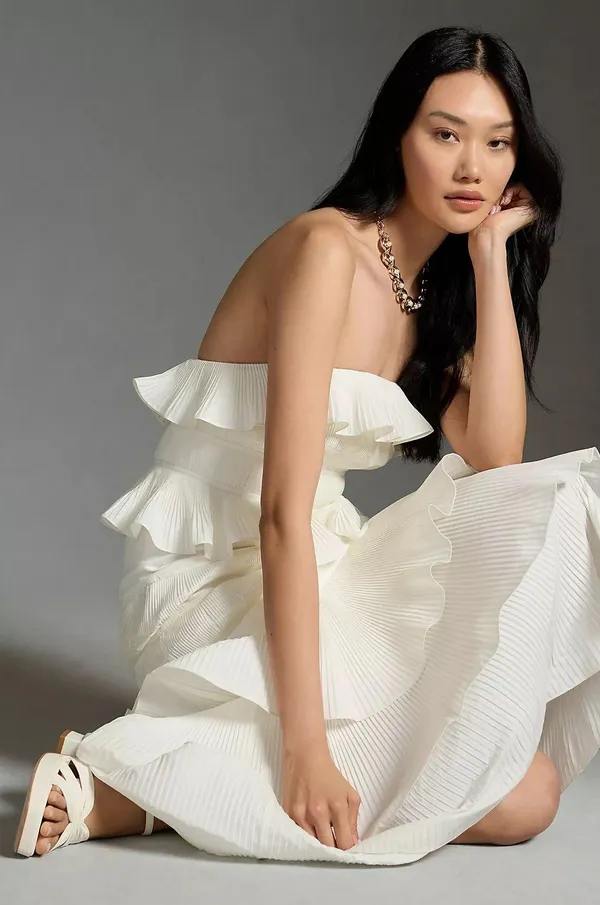 Anthropologie Let Me Be Strapless Tiered Ruffled Dress - Image 5