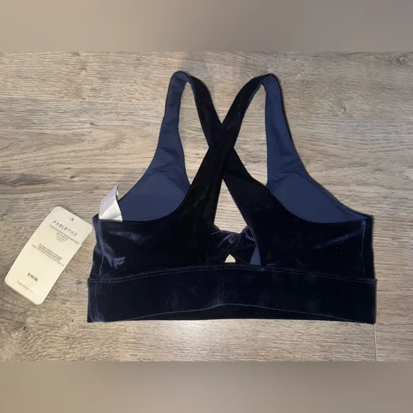 FABLETICS NEW Oasis Twist VELOUR Royal Blue Sports Bra Small - Image 2