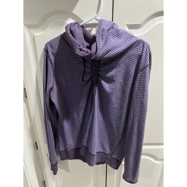 Lululemon Reversible Scuba Hoodie Purple Stripe Solid Size Small Womens Pullover - Image 9