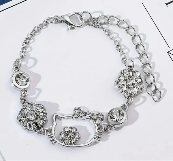 Hello Kitty Gorgeous Stainless Steel Silver Rhinestone Bracelet - Image 2