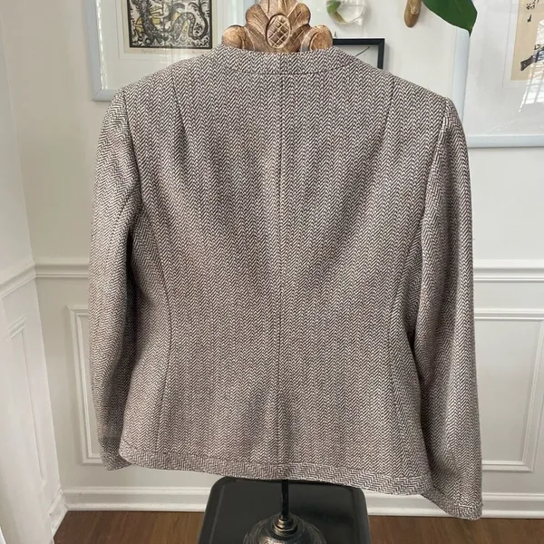 Vintage Judy’s Place Tweed Blazer Jacket Brown Blue M 10 - Image 5