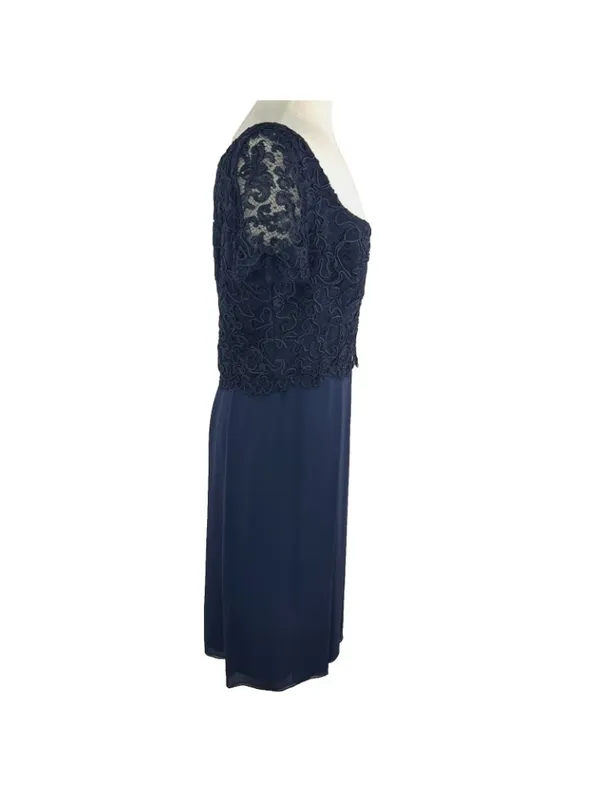Joanna Mastroianni Sz 14 100% Silk Navy Mini Dress Cocktail Bergdorf Goodman USA - Image 5