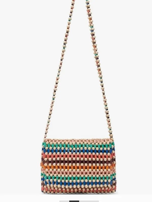 Multicolor Beaded Crossbody Bag Pink - Image 2
