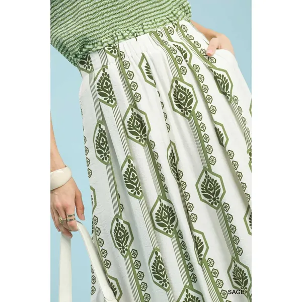 Umgee Geometric Boho‎ Print Wide Leg Pants - Large - Image 5