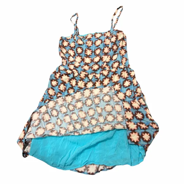 LOFT Geo Print Mini Dress Boho Indie Coastal Summer Size 6 Blue Spaghetti Strap - Image 14