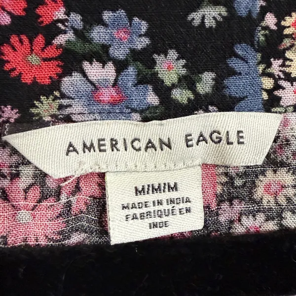 American Eagle M Floral Wrap Crop Top Patchwork Print Balloon Sleeve Cottagecore - Image 9
