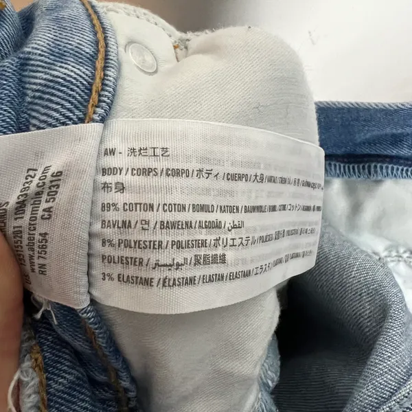 ABERCROMBIE- High Rise Mom Jean Distressed Denim Stretch Denim All Day Comfort - Image 7
