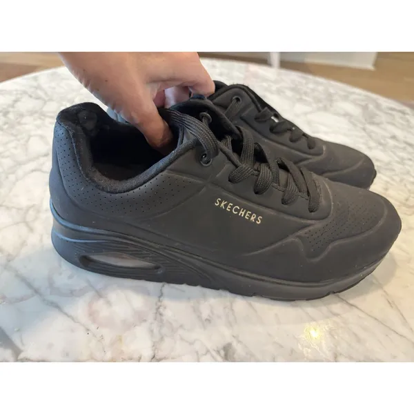 Women's Skechers Street, Uno Stand on Air‎ Sneaker 73690-BBK Black Synthetic 9 - Image 4