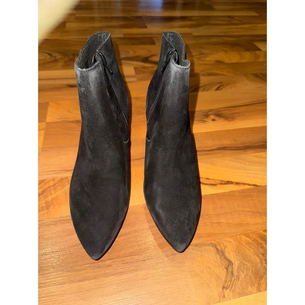 Clarks Ileana petal black Suede Ankle Boots‎ Pointed Toe Heel Booties US 8M work - Image 2