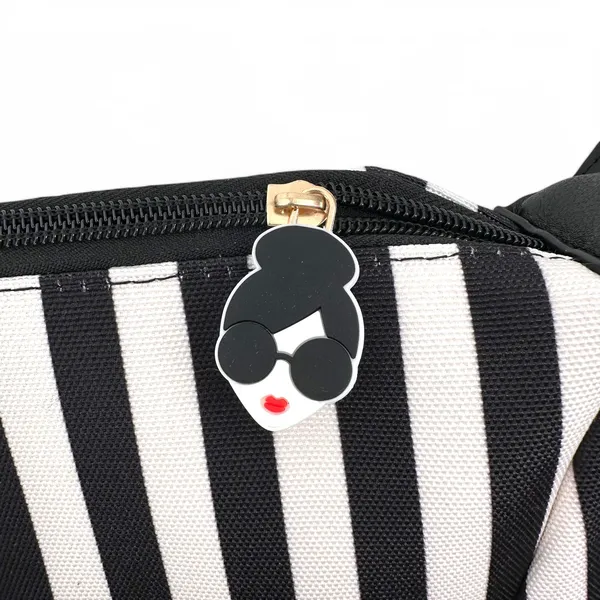 Alice + Olivia Duffle Bag Black and White Positano Stripe Weekender Tote - Image 5