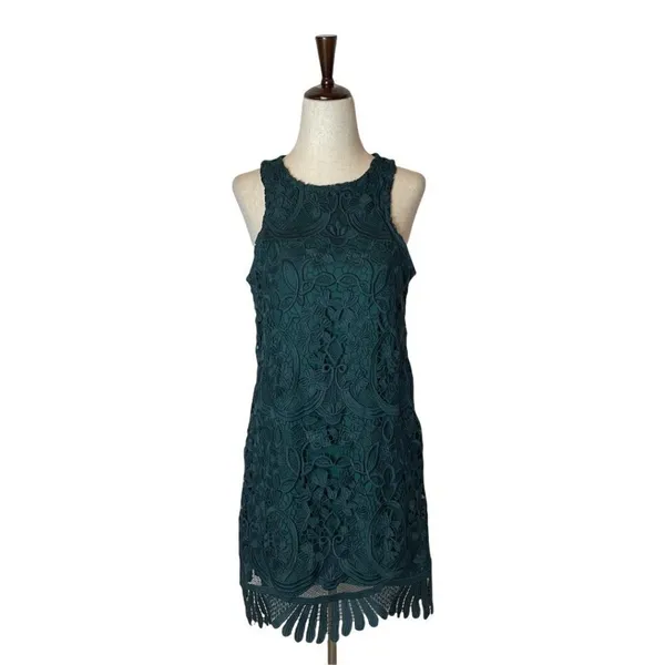 Lovers + Friends Caspian Lace Mini Dress Women Small Green Cocktail Crochet - Image 3