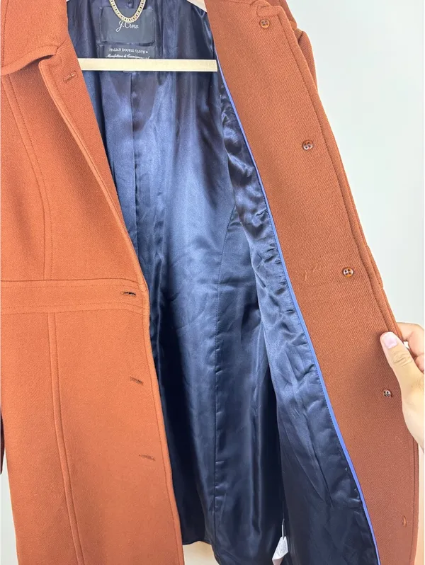 J.Crew Classic Lady Day Coat Dark Amber Italian Wool Thinsulate Size 14 - Image 6