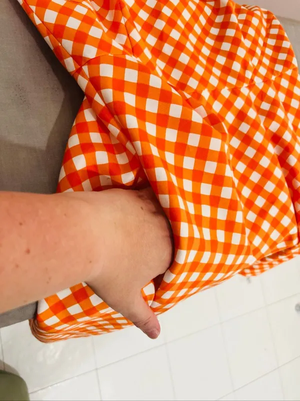Kate Spade Orange White Plaid Tallulah Gingham Silk Blend Sleeveless Dress Sz 6 - Image 9