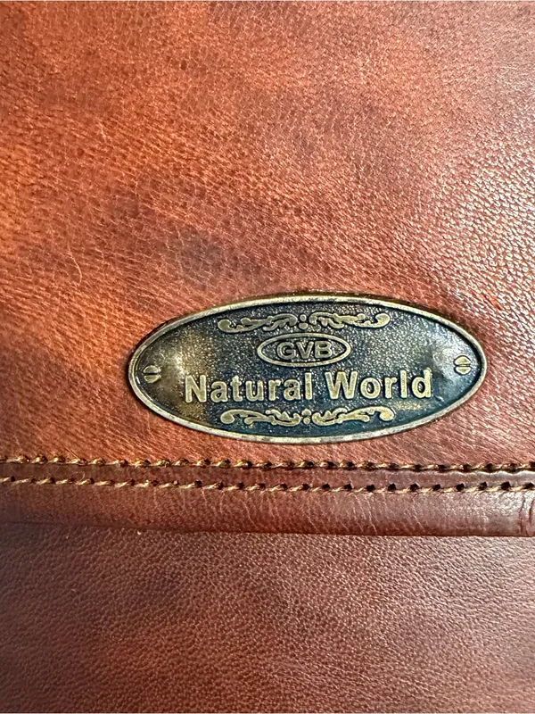 GVB Natural World Brown Genuine Leather Messenger Crossbody Satchel Bag Vintage - Image 3