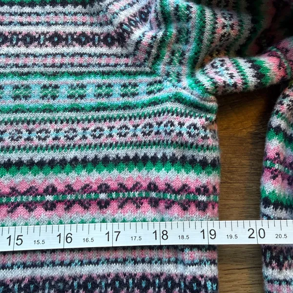 Talbots Multicolor Fair Isle Wool Nylon Lamb Wool Stripe Crew Sweater L - Image 7