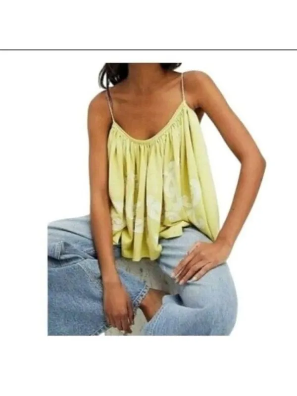 Free People On Clouds Swing Tank In Lemon Ivory Combo S - Image 2