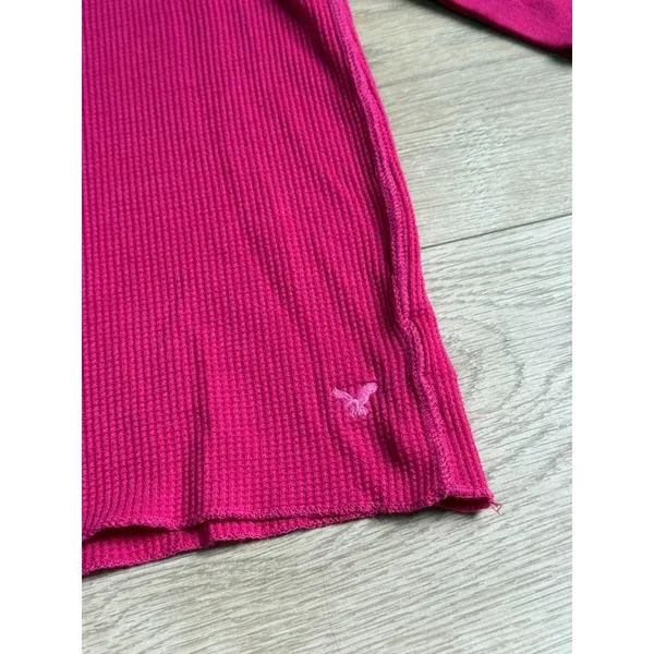 EUC Womens American Eagle y2k vintage henley thermal pink stretch size M - Image 4