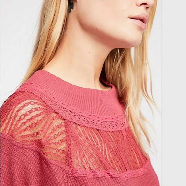 Free People Spring Valley lace trim top size‎ small - Image 2