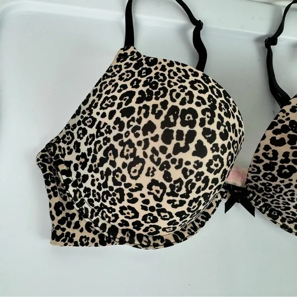 Victoria’s Secret Push Up Bra Sz 34C Leopard Print - Image 3