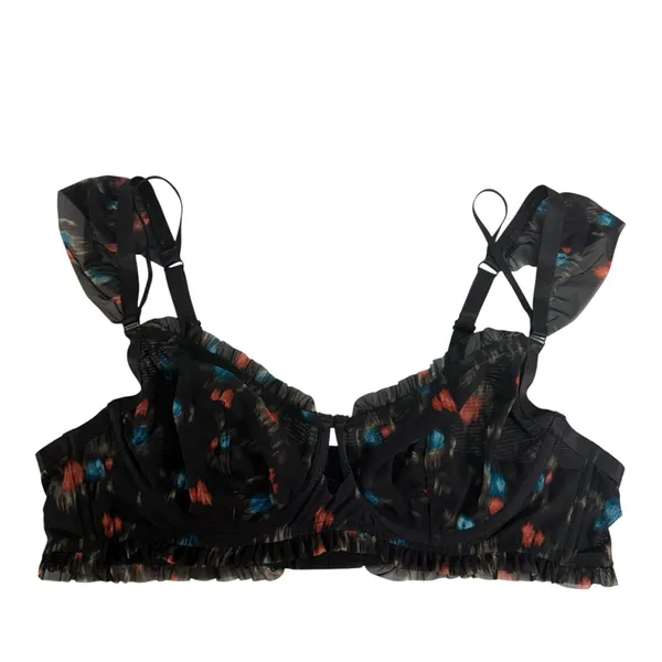 Torrid Plus 1X Bralette Bra Sweet‎ Inkatha Floral Ruffle Mesh Underwire Gorgeous - Image 3