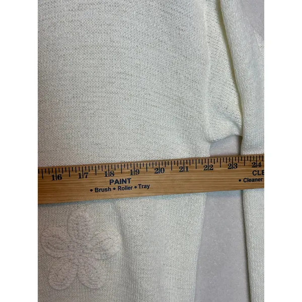 Pinch Cream Crochet Floral Applique Knit Sweater Medium Ivory Pullover Boho - Image 8