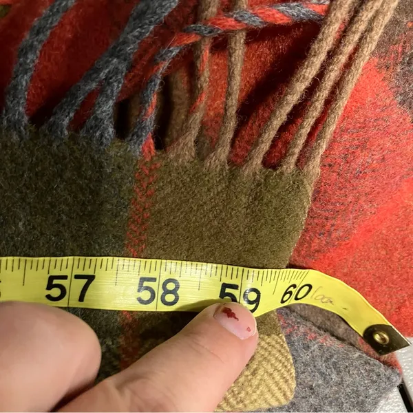Avoca 100% wool blanket scarf fall colors plaid‎ fringe 25” x 59” - Image 5