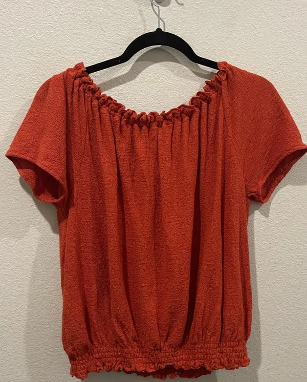 MADEWELL Texture & Thread Rusty Orange Drawstring Top - Image 4