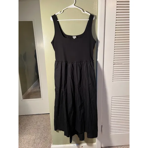 A New Day Women's Size Large Sleeveless Knit Midi A-Line Dress Black Ruffle - Image 3