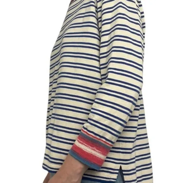 CAbi Blue‎ and White Striped Knit Soft Long Sleeve Blouse size M - Image 5