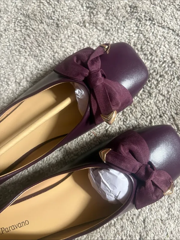 C.Paravno Women's Bow-Accent Burgundy Ballet Flat plum colored size9/9.5 - Image 11