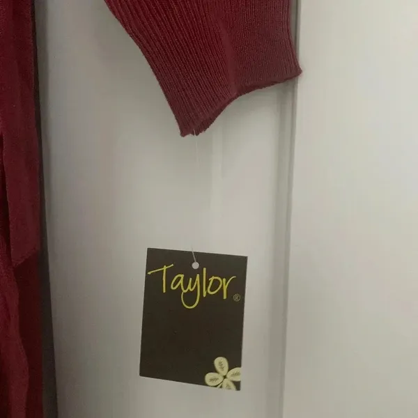 Taylor Faux-Wrap Belted‎ Midi Sweater Dress - Size S - Cognac - NWT - Image 12