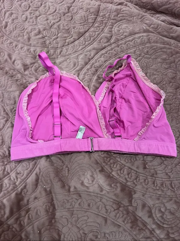 Parade Soft Cotton-Blend Pink Bralette with Lace Trim - Image 2